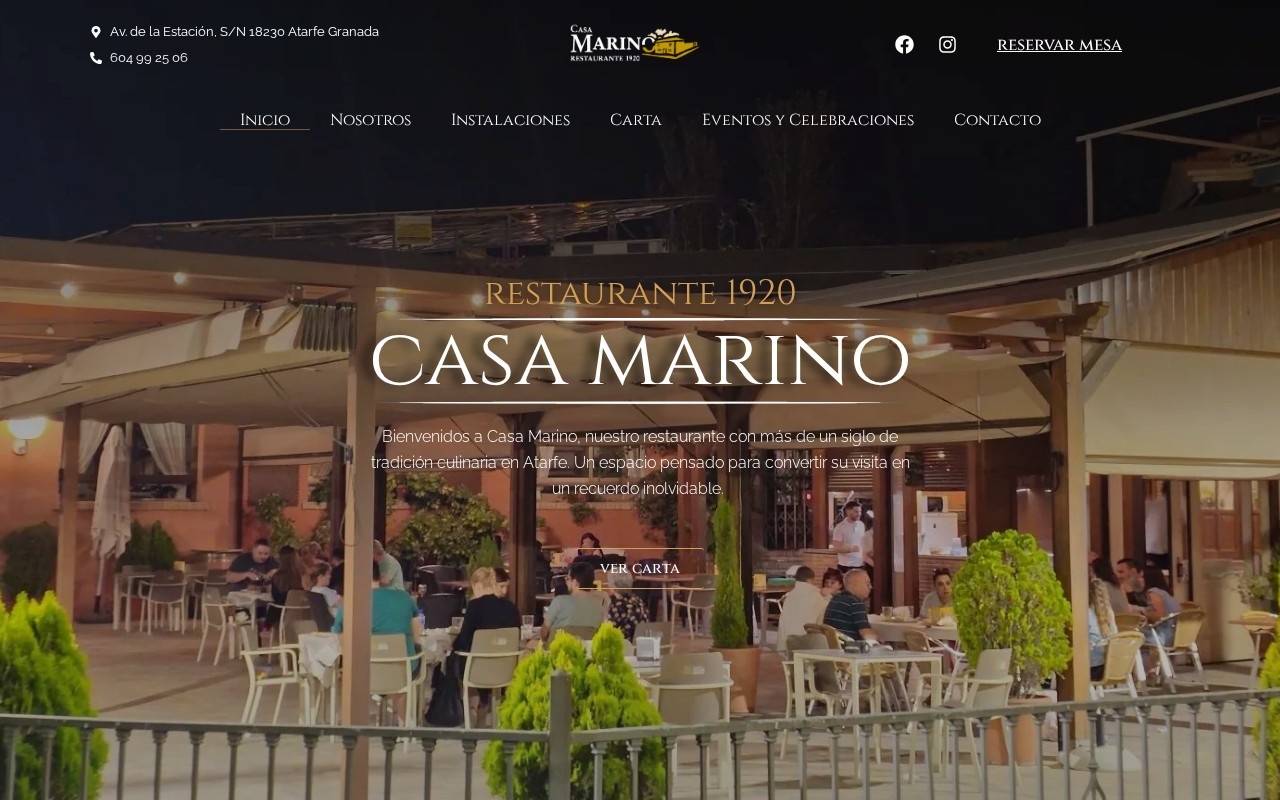 Web de Restaurante Casa Marino